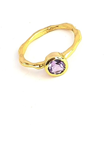 Ametist Taşlı 925AYAR Gümüş Üzerine Altın Kaplama Doğal Taş Yüzük modelleri