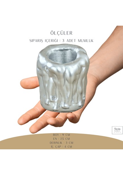 Şamdan Dekoratif Mumluk Şamdan Tealight Mum Uyumlu Erimiş Mum Orta Model