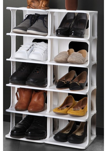 5 Katlı Plastik Ayakkabılık Raf Düzenleyici Organizer 2 Adet