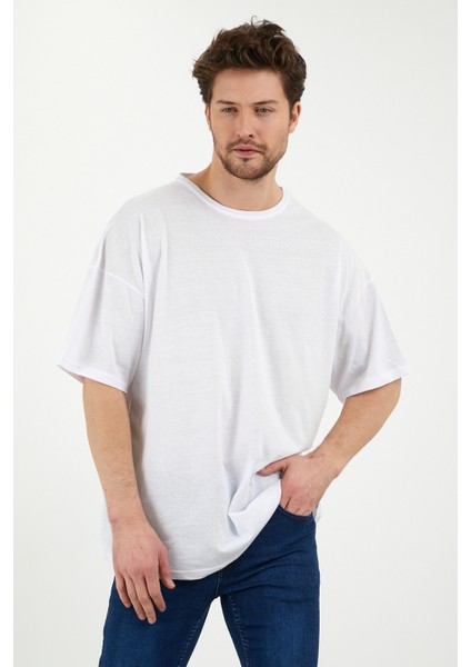 Beyaz  Basic Oversize T-Shirt