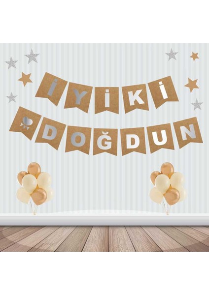 Kraft Üzeri Gümüş Iyiki Doğdun Banner