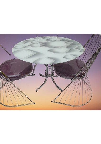 Masa ST TEL Sandalye Model Takım Metal Nikelaj Ayak Japon Temper Balık sürü Cam