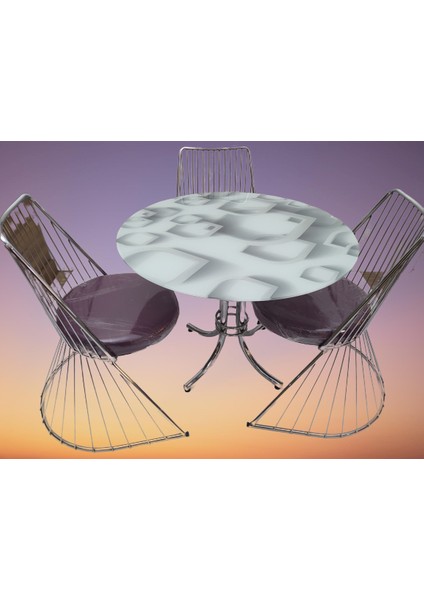 Masa ST TEL Sandalye Model Takım Metal Nikelaj Ayak Japon Temper Balık sürü Cam fiyatları