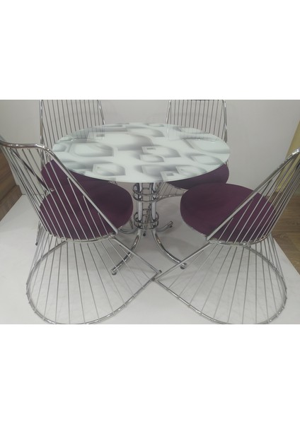 Masa ST TEL Sandalye Model Takım Metal Nikelaj Ayak Japon Temper Balık sürü Cam indirimleri