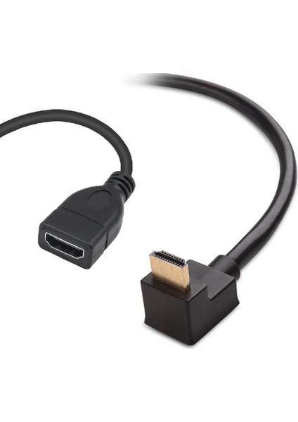 HDMI Çevirici - Kablolu - Erkek - Dişi - 20 cm - 90 Derece