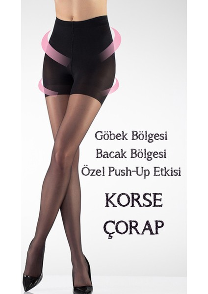 Anında Şekillendirici Toparlayıcı Müthiş Push-Up Etkili Şekillendirici Korse Külotlu Çorap