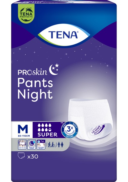 Proskin Pants Night Medium Orta Beden Gece Için Süper Emici Külot 30 Lu Paket