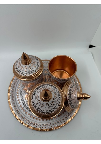 Bakır Özel Işlemeli 3'lü Baharat Takımı
