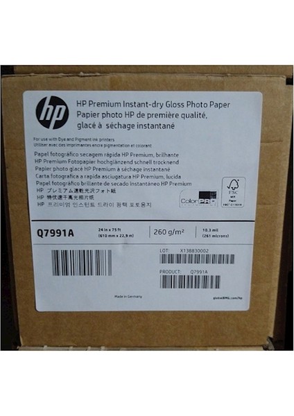 Q7991A Hp Anında Kuruyan Parlak Fotoğraf Kağıdı 610MMX22.9M