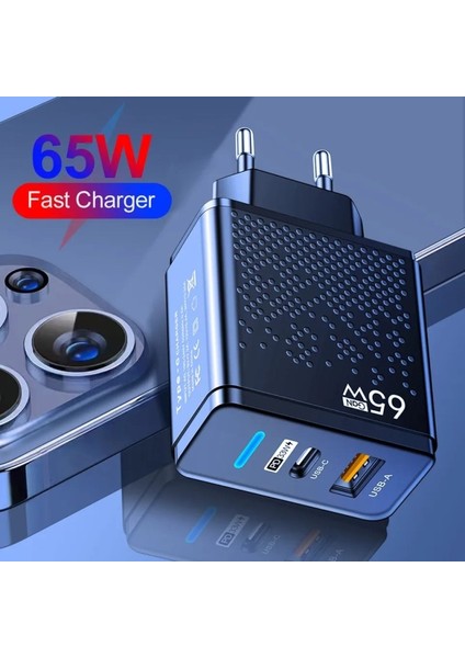 C8 Type-C Girişli 65W Şarj Adaptörü + C9 Type-C To Type-C 5A/100W Şarj Kablosu -2mt