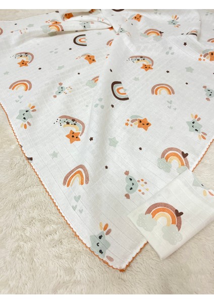Çok Amaçlı Müslin Örtü 80 x 90 cm & Mendil Bebek/Çocuk/yeni Doğan Gökkuşağı Müslin Battaniye/müslin Bez