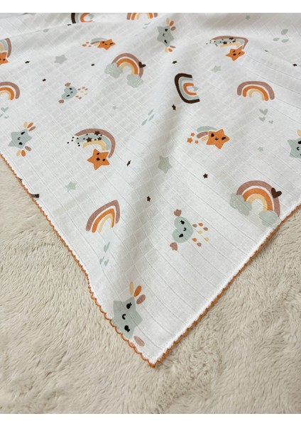 Çok Amaçlı Müslin Örtü 80 x 90 cm & Mendil Bebek/Çocuk/yeni Doğan Gökkuşağı Müslin Battaniye/müslin Bez fırsatları