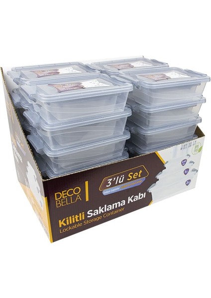 Kilitli Saklama Kabı Seti – (0.40-1-2 Lt.) 3'lü