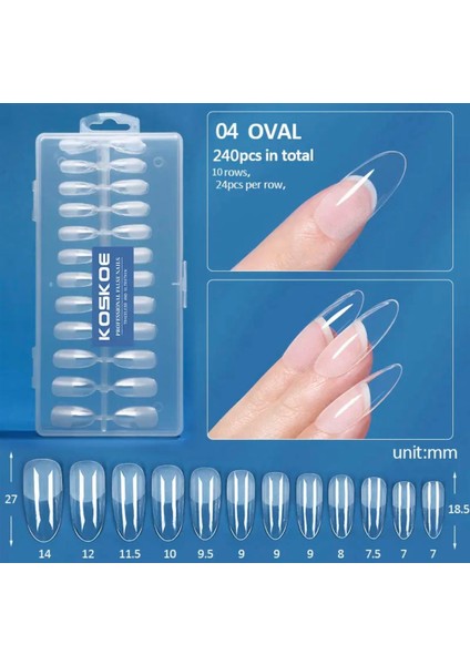 Koskoe Yeni Nesil Jel Tips Tırnak 04 Oval Model