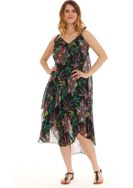 Askılı Vual Siyah Kısa Elbise 6193 fiyatları