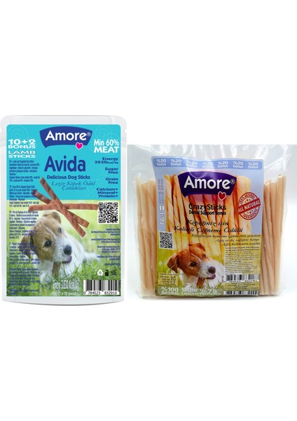Crazydog Köpek Çiğneme Çubukları 114 Lü ve Avida Sticks 12LI Kuzu Etli Köpek Ödülü