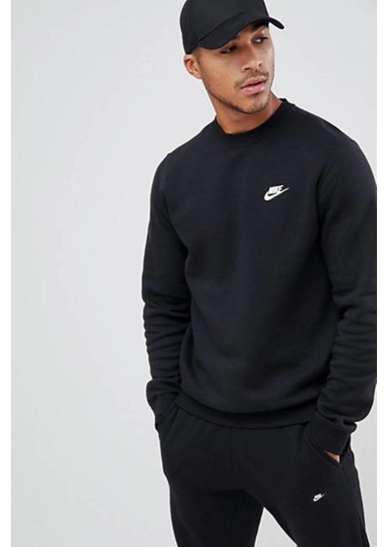 Sportswear Club Crew Standart Kesim Siyah Erkek Sweatshrit fiyatları