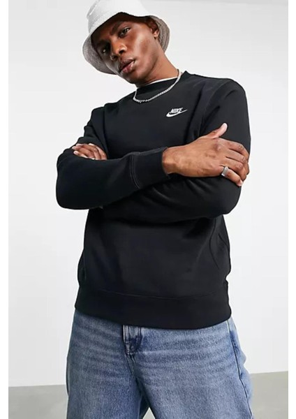 Sportswear Club Crew Standart Kesim Siyah Erkek Sweatshrit indirimleri