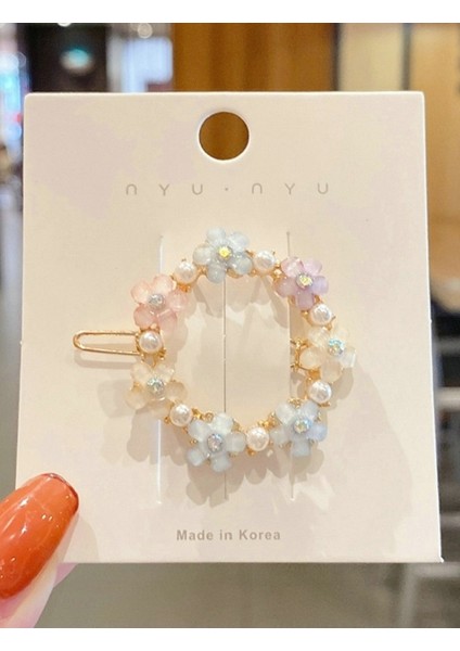 Çiçekli Yuvarlak Model Zirkon Taşlı Yan Toka