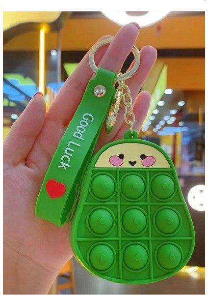 Küçük Popit Avokado Model Silikon Anahtarlık Cüzdan