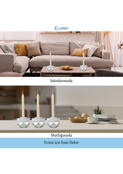Mumluk Şamdan Tealight ve Ince Mum Uyumlu Prizma Model