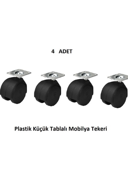 Mobilya Tekerlek Hts 404 Plastik Küçük Tablalı 4 Adet