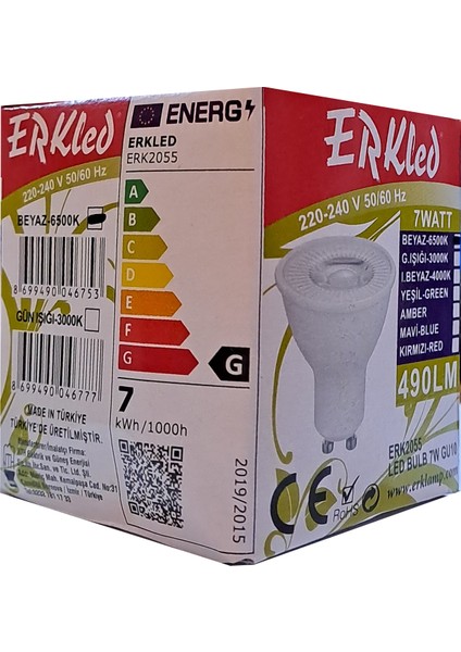 Çanak Ampul G10 Duy 7W Günışığı ERK2055