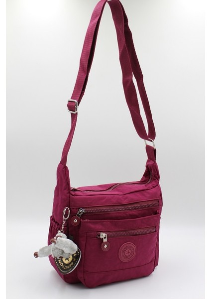 3100 Bordo Krinkıl Kumaş Bordo Kadın Çapraz Omuz Çanta J-87 3100OMUZ