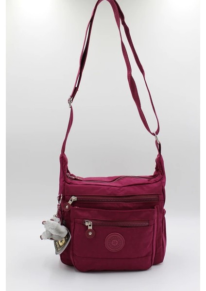 3100 Bordo Krinkıl Kumaş Bordo Kadın Çapraz Omuz Çanta J-87 3100OMUZ