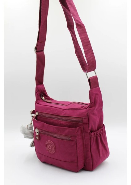 3100 Bordo Krinkıl Kumaş Bordo Kadın Çapraz Omuz Çanta J-87 3100OMUZ