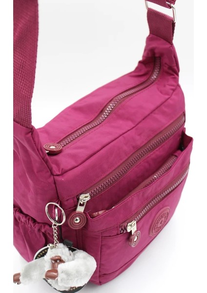 3100 Bordo Krinkıl Kumaş Bordo Kadın Çapraz Omuz Çanta J-87 3100OMUZ