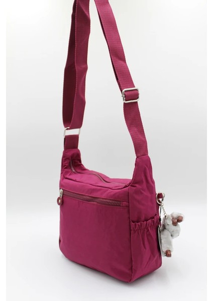 3100 Bordo Krinkıl Kumaş Bordo Kadın Çapraz Omuz Çanta J-87 3100OMUZ