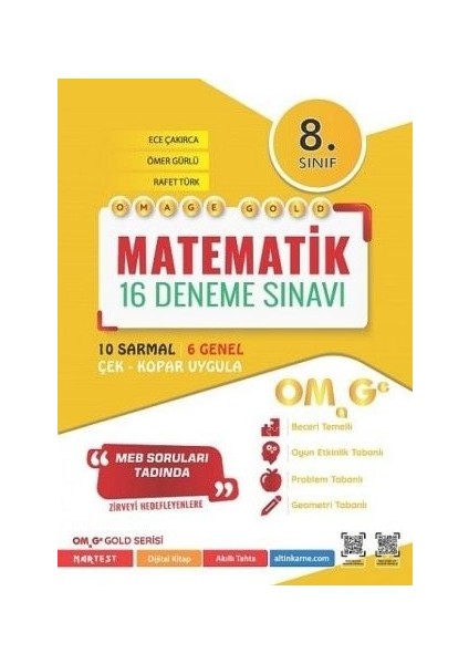 8. Sınıf Sarı Beyaz Omage Gold Matematik 16 Deneme Sınavı