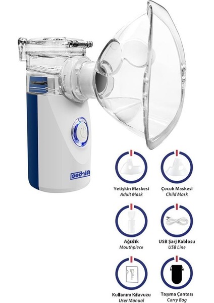 Taşınabilir Süper Sessiz Mesh Hava Makinesi Şarjlı Nebulizatör