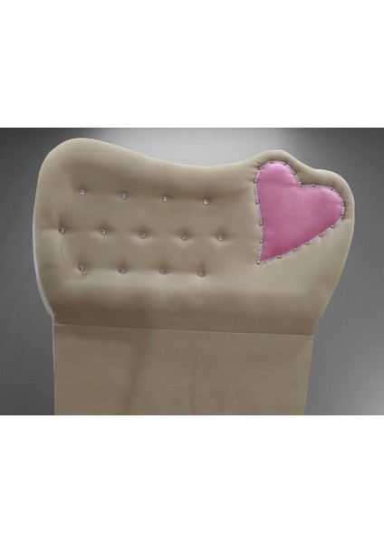 Başlık Kalpli Eko 90 cm Baby Face Kumaş Vizon Pembe Renk Kapitone El Yapım