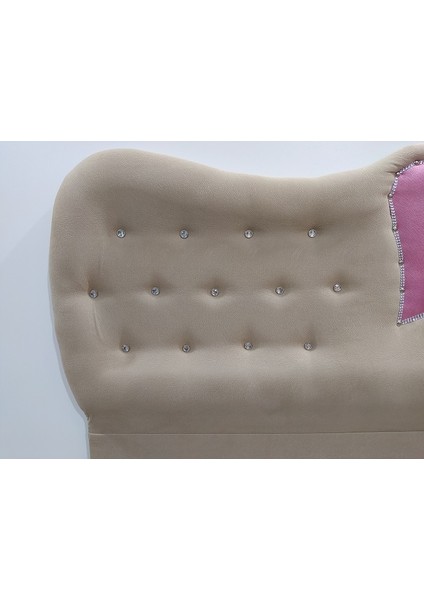 Başlık Kalpli Eko 90 cm Baby Face Kumaş Vizon Pembe Renk Kapitone El Yapım indirimleri