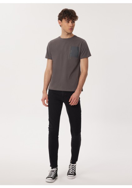 Bisiklet Yaka Gri Erkek T-Shirt 232 Lcm 242004 Moby Gri