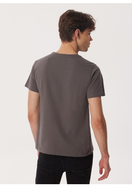 Bisiklet Yaka Gri Erkek T-Shirt 232 Lcm 242004 Moby Gri