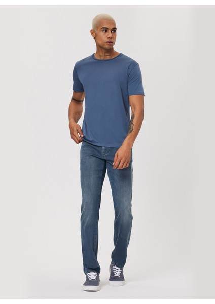 Bisiklet Yaka Indigo Erkek T-Shirt 232 Lcm 242061 Gael Indıgo