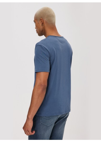 Bisiklet Yaka Indigo Erkek T-Shirt 232 Lcm 242061 Gael Indıgo fırsatları
