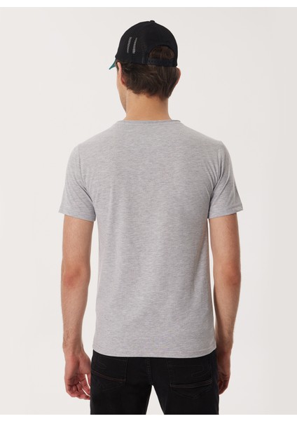 Bisiklet Yaka Gri Melanj Erkek T-Shirt 232 Lcm 242061 Gael Gri Melanj modelleri