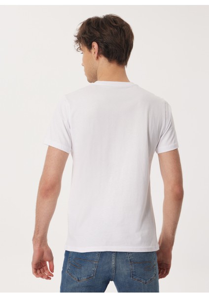 Bisiklet Yaka Beyaz Erkek T-Shirt 232 Lcm 242003 Fergus Beyaz modelleri