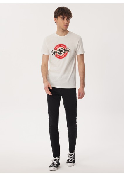 Bisiklet Yaka Beyaz Erkek T-Shirt 232 Lcm 242019 Authen Beyaz