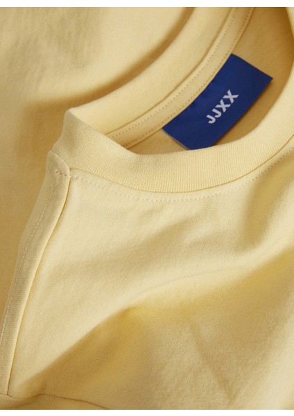 Bisiklet Yaka Baskılı Sarı Kadın T-Shirt 12200326