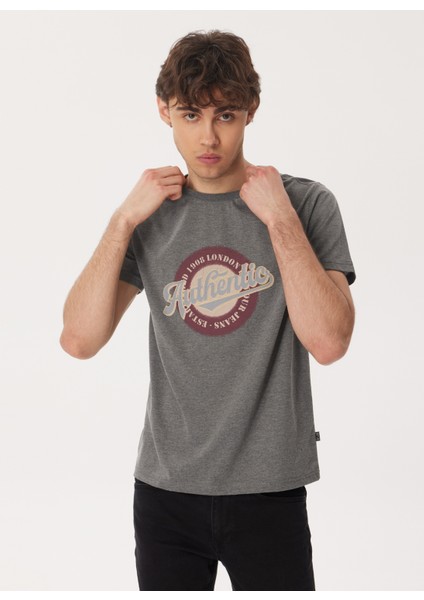 Bisiklet Yaka Antrasit Erkek T-Shirt 232 Lcm 242019 Authen Antrasit