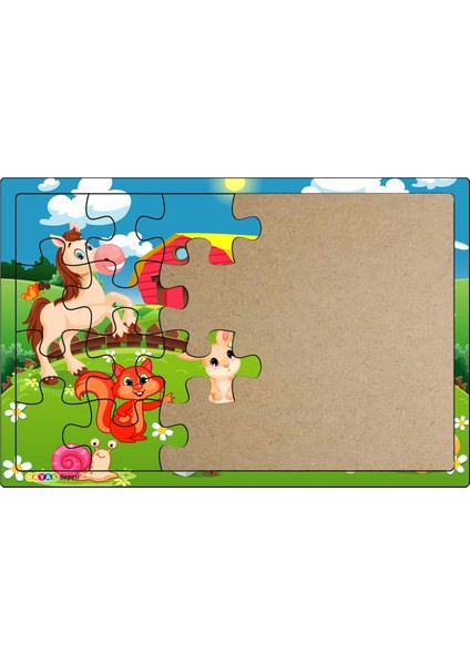 Sevimli Dostlar 3-9 Yaş Çocuklar Için 24 Parçalı Ahşap Puzzle Yapboz