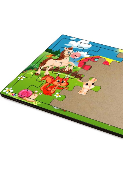 Sevimli Dostlar 3-9 Yaş Çocuklar Için 24 Parçalı Ahşap Puzzle Yapboz