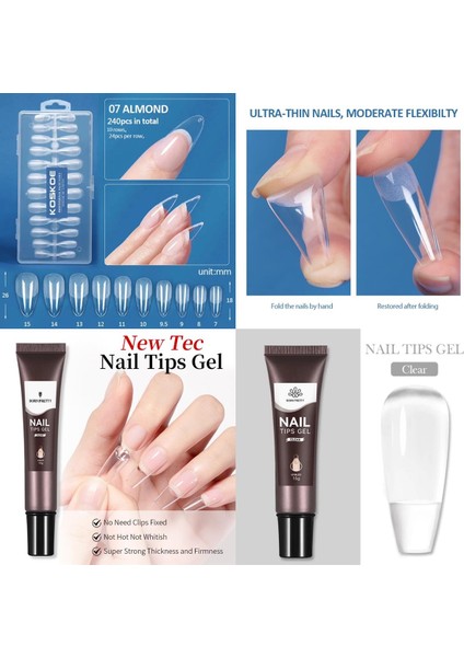 Ellea Nail Koskoe Jel Tips Tırnak Seti 07 Almond