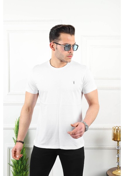 Beyaz Bisiklet Yaka Standart %100 Pamuk Erkek Basic T-Shirt 2'li Paket