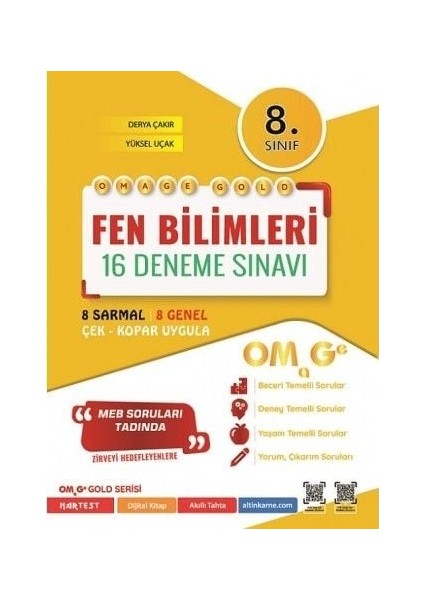 8. Sınıf Sarı Beyaz Omage Gold Fen Bilimleri 16 Deneme Sınavı